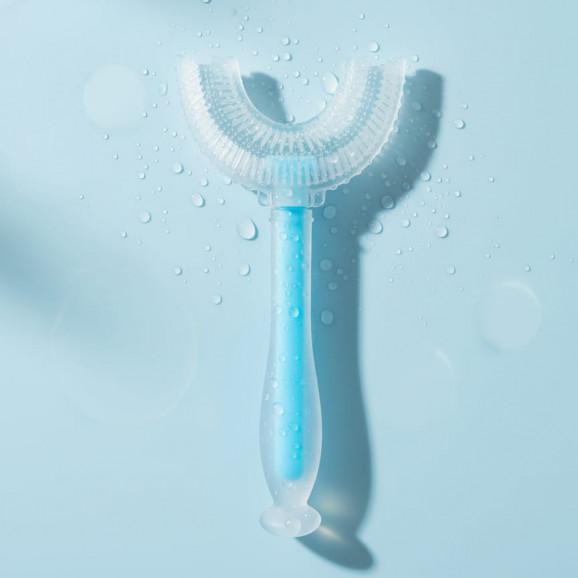 Silikonowa szczoteczka do zębów dla dzieci w kształcie U (niebieska) Bocioland Silikonowa szczoteczka do zębów dla dzieci w kształcie U (niebieska) Bocioland - zdjęcie produktu