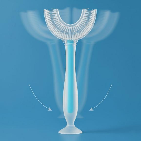 Silikonowa szczoteczka do zębów dla dzieci w kształcie U (niebieska) Bocioland Silikonowa szczoteczka do zębów dla dzieci w kształcie U (niebieska) Bocioland - zdjęcie produktu