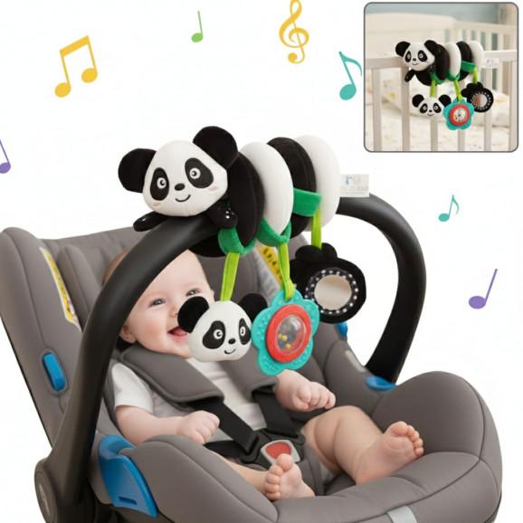 Zawieszka sensoryczna pluszowa Miś Panda z lusterkiem i grzechotką Bocioland - zdjęcie produktu