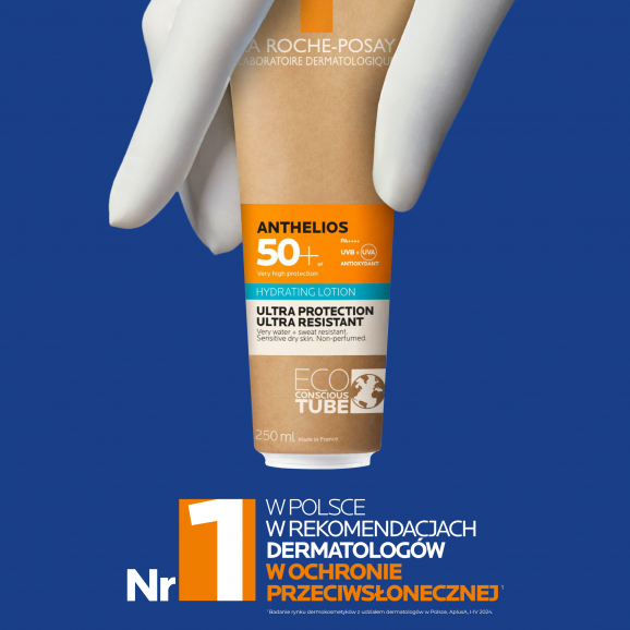 La Roche-Posay Anthelios, nawilżające mleczko ochronne, SPF 50+, 250 ml La Roche-Posay Anthelios, nawilżające mleczko ochronne, SPF 50+, 250 ml - zdjęcie produktu