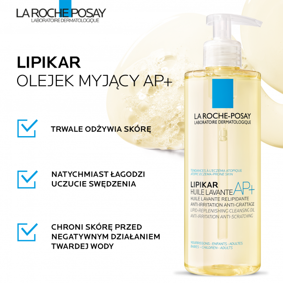 La Roche-Posay Lipikar AP+ Olejek myjący, uzupełniający poziom lipidów przeciw podrażnieniom skóry, 400 ml La Roche-Posay Lipikar AP+ Olejek myjący, uzupełniający poziom lipidów przeciw podrażnieniom skóry, 400 ml - zdjęcie produktu