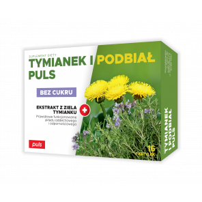 PULS Tymianek i Podbiał, smak ziołowy, pastylki do ssania bez cukru, 16 sztuk - zdjęcie produktu