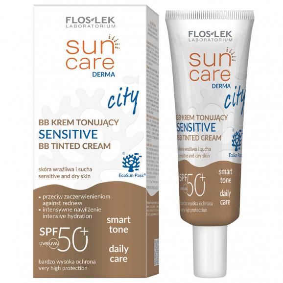 Flos-Lek Sun Care Derma City BB Sensitive, krem tonujący, SPF 50+ (30 ml) Flos-Lek Sun Care Derma City BB Sensitive, krem tonujący, SPF 50+ (30 ml) - zdjęcie produktu