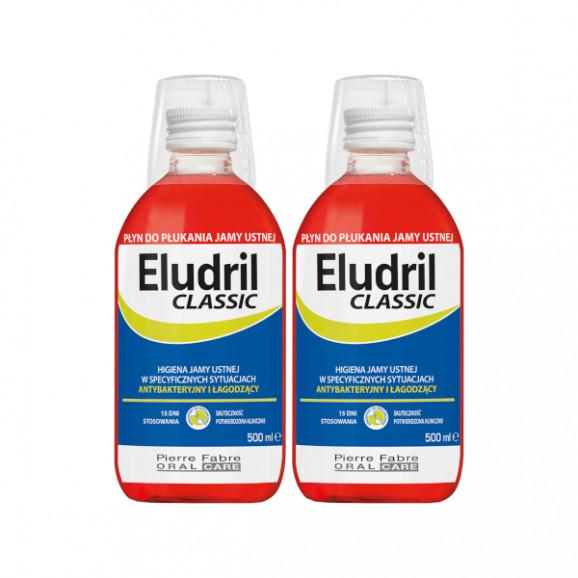 2x Eludril CLASSIC, oczyszczający i łagodzący płyn do płukania jamy ustnej, 500 ml 2x Eludril CLASSIC, oczyszczający i łagodzący płyn do płukania jamy ustnej, 500 ml - zdjęcie produktu