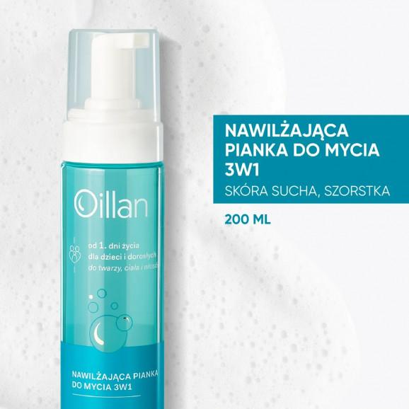 Oillan Nawilżająca pianka do mycia twarzy, ciała i włosów 3w1 (200 ml) - zdjęcie produktu