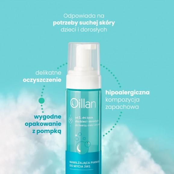 Oillan Nawilżająca pianka do mycia twarzy, ciała i włosów 3w1 (200 ml) - zdjęcie produktu
