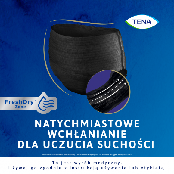 TENA Lady Pants Plus Black – bielizna chłonna, rozmiar M, 9 sztuk - zdjęcie produktu