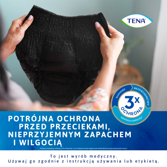 TENA Lady Pants Plus Black – bielizna chłonna, rozmiar M, 9 sztuk - zdjęcie produktu