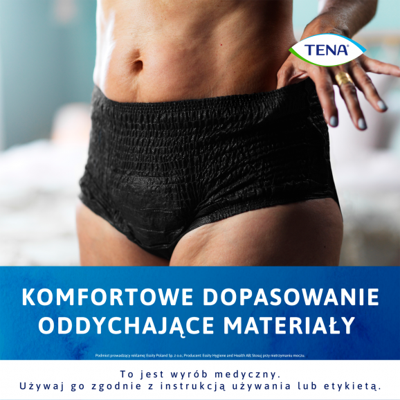 TENA Lady Pants Plus Black – bielizna chłonna, rozmiar M, 9 sztuk - zdjęcie produktu