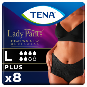 TENA Lady Pants Plus Black – bielizna chłonna, rozmiar L, 8 sztuk - zdjęcie produktu