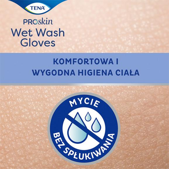 TENA Wet Wash Gloves – nawilżane myjki jednorazowe do ciała (8 szt.) - zdjęcie produktu