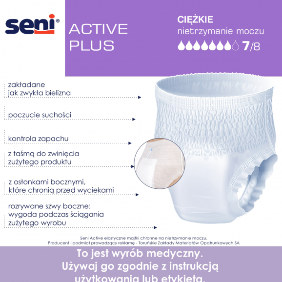 Seni Active Plus - majtki chłonne, rozmiar M (10 sztuk) - zdjęcie produktu