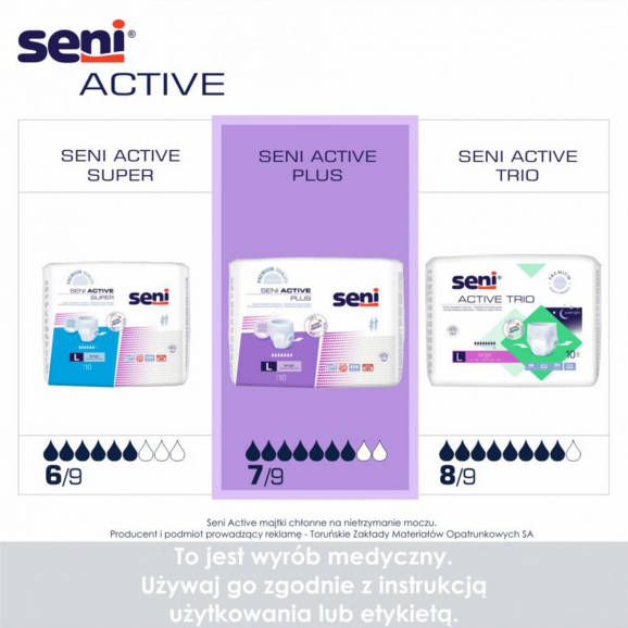Seni Active Plus - majtki chłonne, rozmiar M (10 sztuk) - zdjęcie produktu