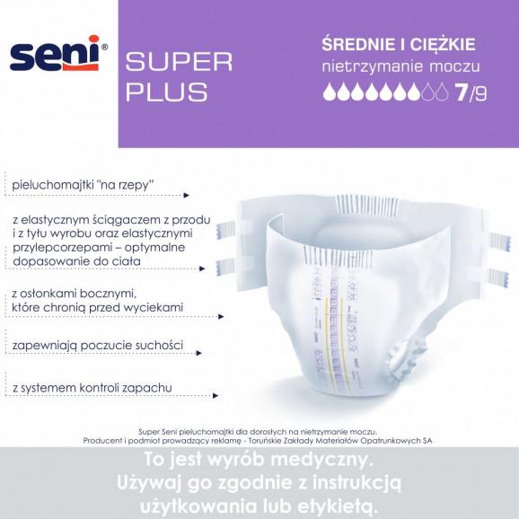 Seni Super Plus - pieluchomajtki dla dorosłych zapinane na rzepy, rozmiar M (10 sztuk) - zdjęcie produktu