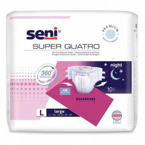 Seni Super Quatro - pieluchomajtki dla dorosłych zapinane na rzepy, rozmiar L (10 sztuk) - zdjęcie produktu