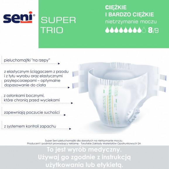 Seni Super Trio - pieluchomajtki dla dorosłych zapinane na rzepy, rozmiar S (10 sztuk) - zdjęcie produktu