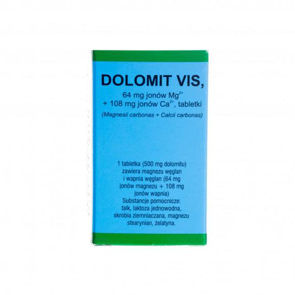 Dolomit VIS 64 mg Mg + 108 mg Ca – tabletki (100 sztuk) Dolomit VIS 64 mg Mg + 108 mg Ca – tabletki (100 sztuk) - zdjęcie produktu