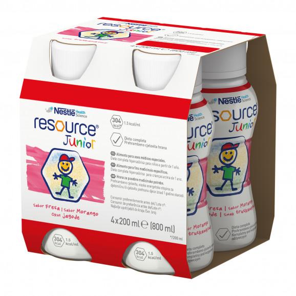 Nestle Resource Junior smak truskawkowy – preparat odżywczy dla dzieci powyżej 1 roku (4 x 200 ml) - zdjęcie produktu