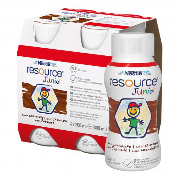 Resource Junior smak czekoladowy – preparat odżywczy dla dzieci powyżej 1 roku (4 x 200 ml) Resource Junior smak czekoladowy – preparat odżywczy dla dzieci powyżej 1 roku (4 x 200 ml) - zdjęcie produktu