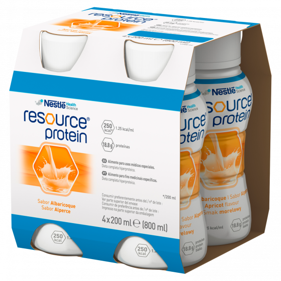 Nestle Resource Protein smak morelowy – żywność specjalnego przeznaczenia medycznego (4 x 200 ml) - zdjęcie produktu