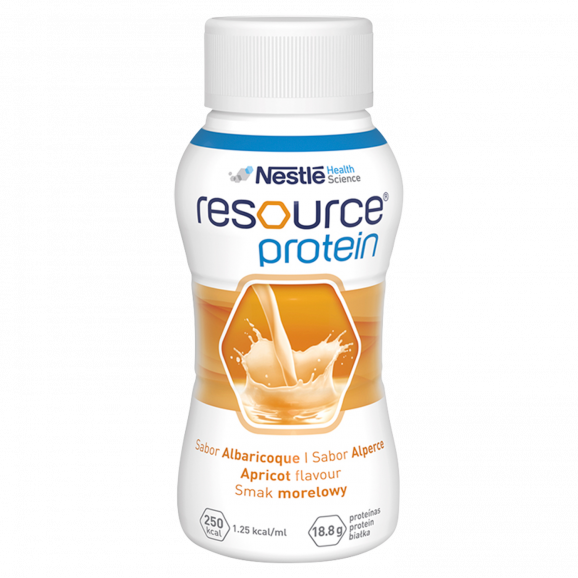 Nestle Resource Protein smak morelowy – żywność specjalnego przeznaczenia medycznego (4 x 200 ml) - zdjęcie produktu