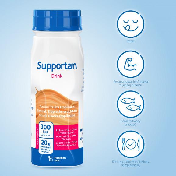 Supportan Drink, smak owoce tropikalne - preparat odżywczy, 4 x 200 ml - zdjęcie produktu