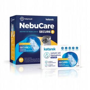 HelpMedi Nebucare Secure+ nebulizator siateczkowy NE-M01L + roztwór soli fizjologiczny NaCl 0,9%, 5 ml x 40 ampułek - zdjęcie produktu