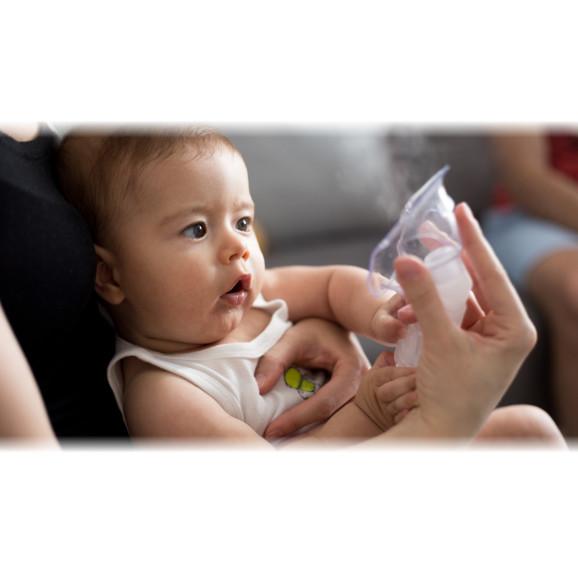 HelpMedi Nebucare Secure+ nebulizator siateczkowy NE-M01L + roztwór soli fizjologiczny NaCl 0,9%, 5 ml x 40 ampułek - zdjęcie produktu