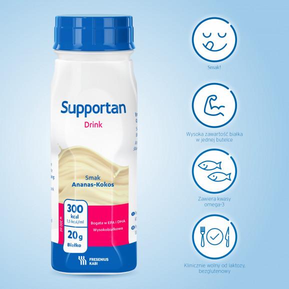 Supportan Drink, smak ananas-kokos - preparat odżywczy, 4 x 200 ml - zdjęcie produktu