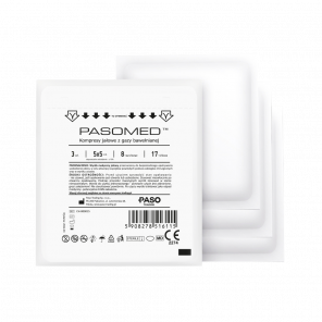 Kompres jałowy z gazy bawełnianej 17-nitkowy 8-warstwowy Pasomed 5x5 cm (3 sztuki) - zdjęcie produktu