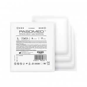 Paso Kompres jałowy 17-nitkowy 8-warstwowy 7,5 cm x 7,5 cm, 3 sztuki - zdjęcie produktu