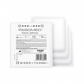 Gaza opatrunkowa jałowa, 13-nitkowa PASOMED – wyrób medyczny (0,5 m²) - zdjęcie produktu