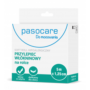 PASOCARE Soft Roll, hipoalergiczny przylepiec włókninowy na rolce (5 m x 1,25 cm) 1 sztuka - zdjęcie produktu
