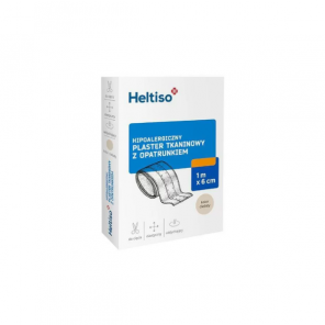 Heltiso Hipoalergiczny plaster tkaninowy z opatrunkiem 1 m x 6 cm (1 sztuka) - zdjęcie produktu