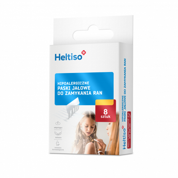 Heltiso hipoalergiczne paski jałowe do zamykania ran (8 szt.) Heltiso hipoalergiczne paski jałowe do zamykania ran (8 szt.) - zdjęcie produktu