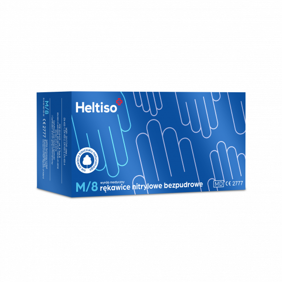 Heltiso Rękawice diagnostyczne nitrylowe, bezpudrowe, niebieskie, rozmiar M/8 (100 sztuk) Heltiso Rękawice diagnostyczne nitrylowe, bezpudrowe, niebieskie, rozmiar M/8 (100 sztuk) - zdjęcie produktu