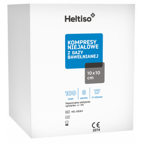 Heltiso Kompresy niejałowe z gazy bawełnianej 17 nitkowe 8 warstwowe 10 x 10 cm (100 szt.) - zdjęcie produktu
