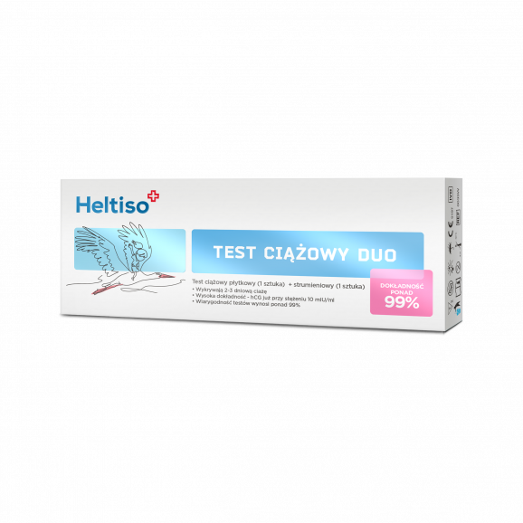 Heltiso Test ciążowy Duo - płytkowy (1 sztuka) + strumieniowy (1 sztuka) - zdjęcie produktu