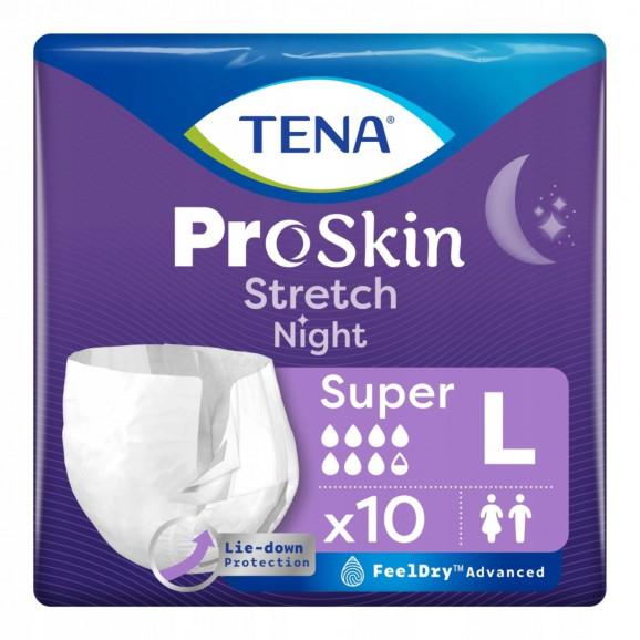 TENA ProSkin Stretch Night Super – pieluchomajtki na noc, rozmiar L, 10 szt. - zdjęcie produktu
