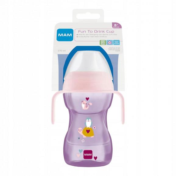 MAM Kubek niekapek 8+ Fun to Drink Cup 270 ml - kolor różowy - zdjęcie produktu