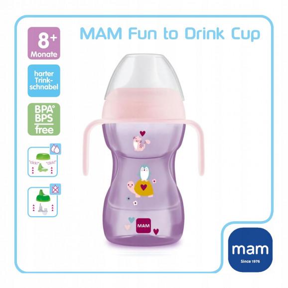 MAM Kubek niekapek 8+ Fun to Drink Cup 270 ml - kolor różowy - zdjęcie produktu