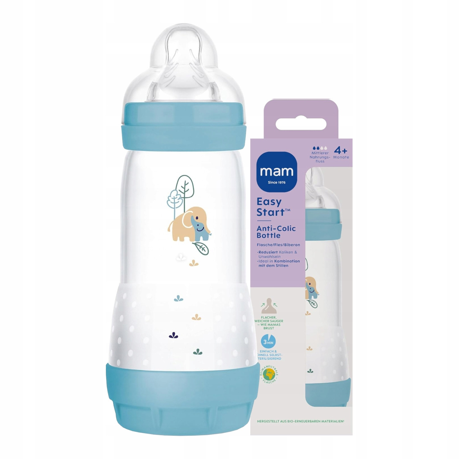 MAM Butelka antykolkowa Perfect Start 4m+ 320 ml Planet Love Boy
