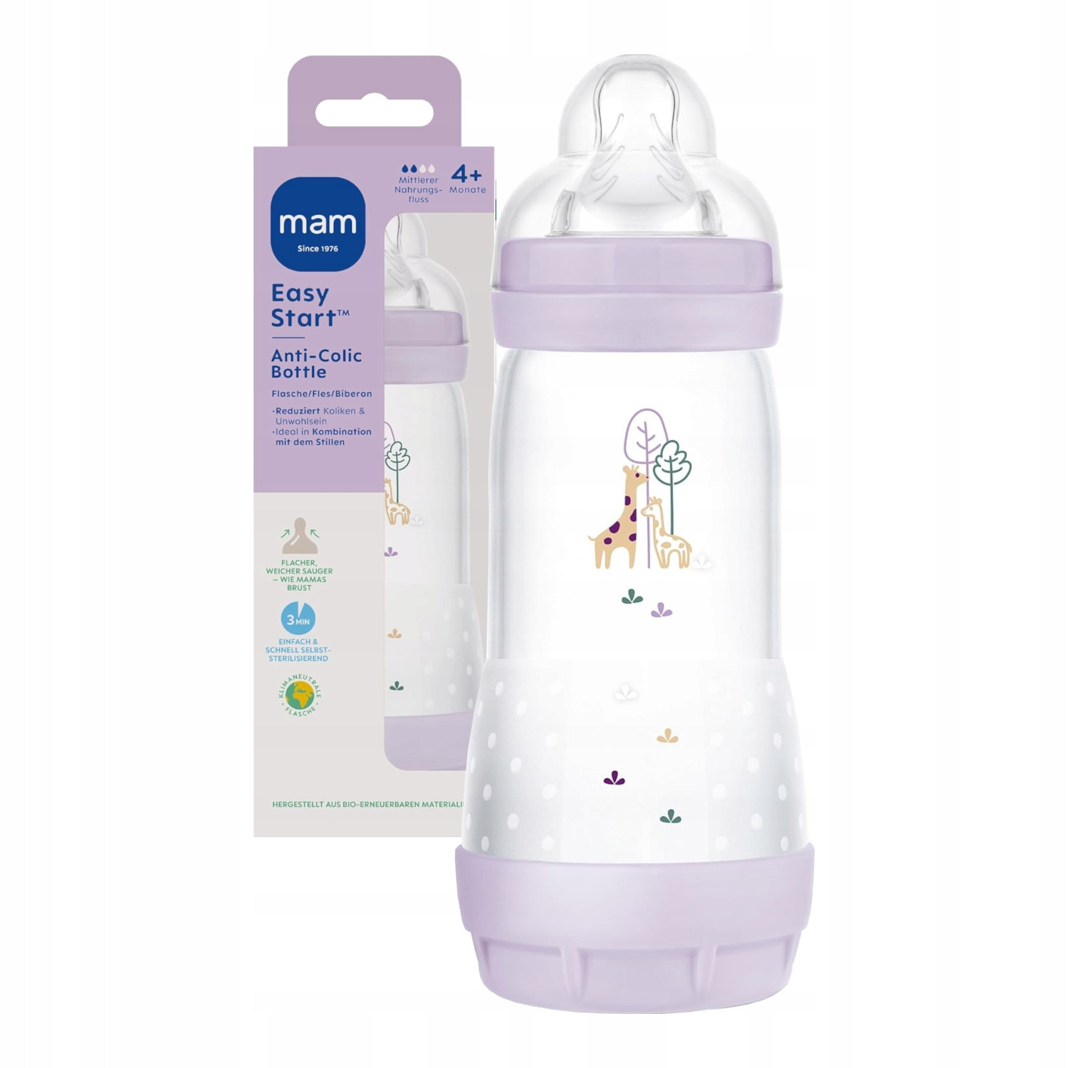 MAM Butelka antykolkowa Perfect Start 4m+ 320 ml Planet Love Girl