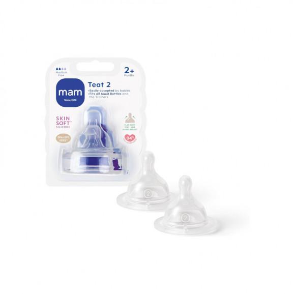 MAM Smoczek silikonowy do butelki SkinSoft 2m+ rozmiar 2 (2 sztuki) - zdjęcie produktu