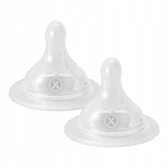 MAM Smoczek silikonowy do butelki SkinSoft 6m+ rozmiar X do gęstych płynów (2 sztuki) - zdjęcie produktu