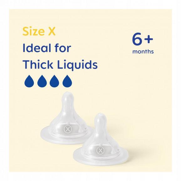 MAM Smoczek silikonowy do butelki SkinSoft 6m+ rozmiar X do gęstych płynów (2 sztuki) - zdjęcie produktu
