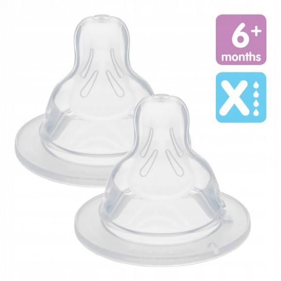MAM Smoczek silikonowy do butelki SkinSoft 6m+ rozmiar X do gęstych płynów (2 sztuki) - zdjęcie produktu