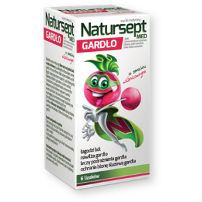 [31.05.2026] Natursept MED gardło, lizaki na ból gardła o smaku wiśniowym, 6 szt. - zdjęcie produktu