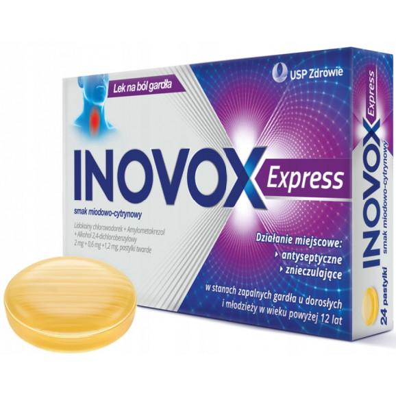 [31.05.2026] Inovox Express, pastylki twarde, smak miodowo-cytrynowy, 24 szt. - zdjęcie produktu