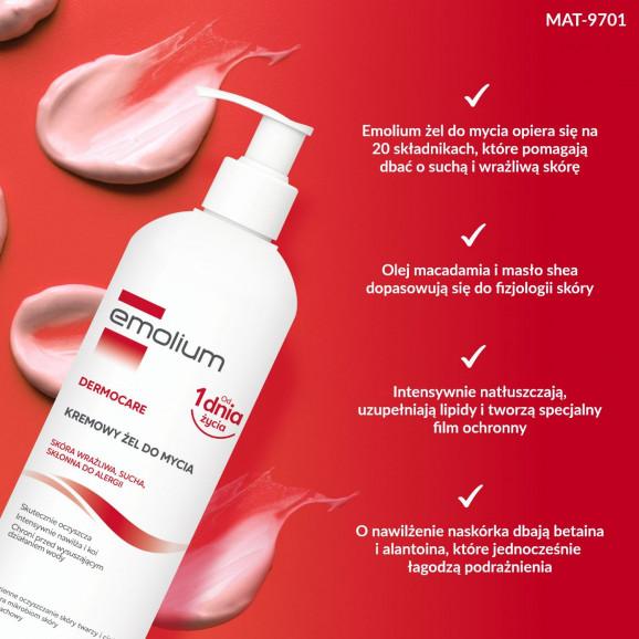 Emolium Dermocare Kremowy żel do mycia, od 1 miesiąca (400 ml) Emolium Dermocare Kremowy żel do mycia, od 1 miesiąca (400 ml) - zdjęcie produktu
